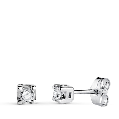 18K PENDIENTES ORO BLANCO DIAMANTES LABORATORIO TALLA BRILLANTE 2,75 MM 0,20 QTS VS2-G. MEDIDA: 3,5X3,5 MM. PRESION