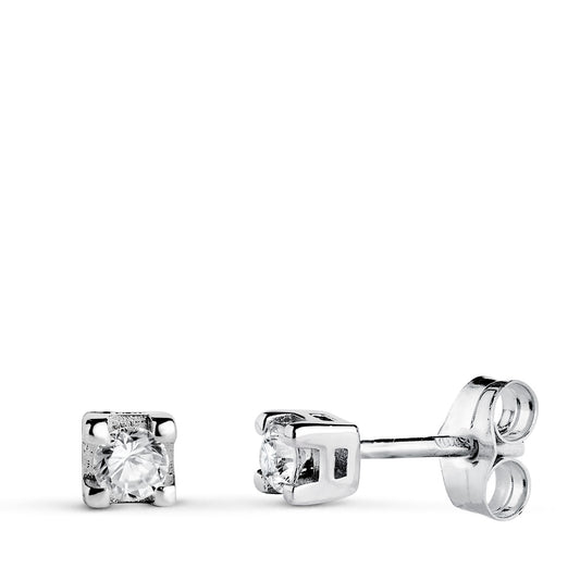 18K PENDIENTES ORO BLANCO DIAMANTES LABORATORIO TALLA BRILLANTE 2,75 MM 0,20 QTS VS2-G. MEDIDA: 3,5X3,5 MM. PRESION