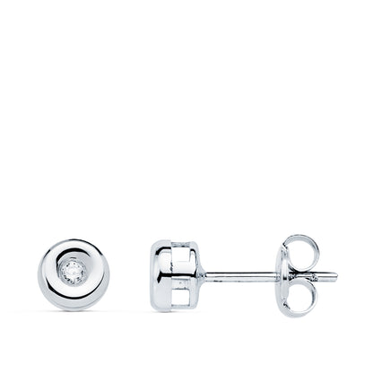18K PENDIENTES CHATON ORO BLANCO DIAMANTES LABORATORIO 0,030 QTS VS2-G. MEDIDA: 4,8 X 4,8 MM. CIERRE PRESION