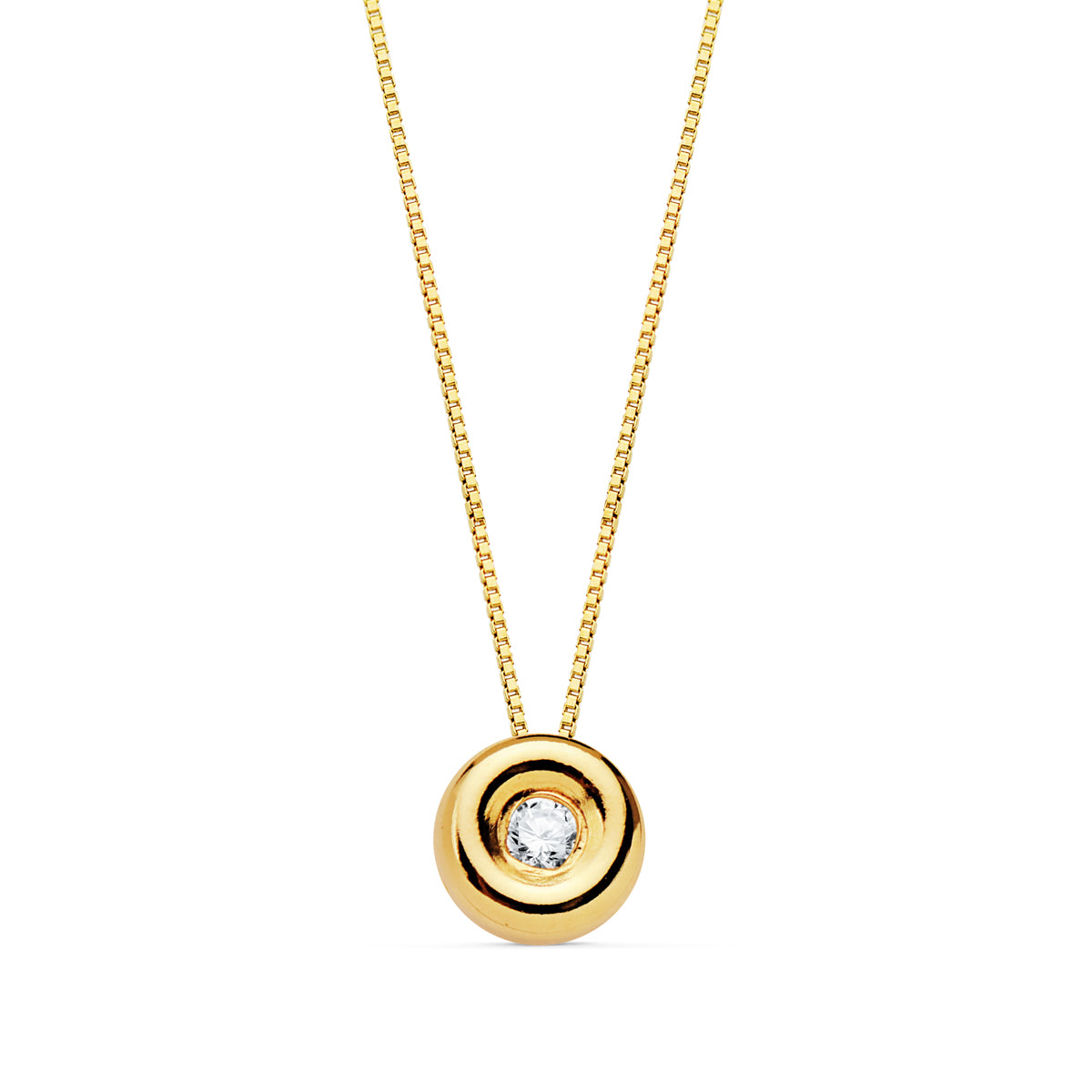 18K GARGANTILLA ORO AMARILLO CHATON 4,85 MM DIAMANTE LABORATORIO 1,50MM 0,015 QTS. G-VS2 CADENA 42CM