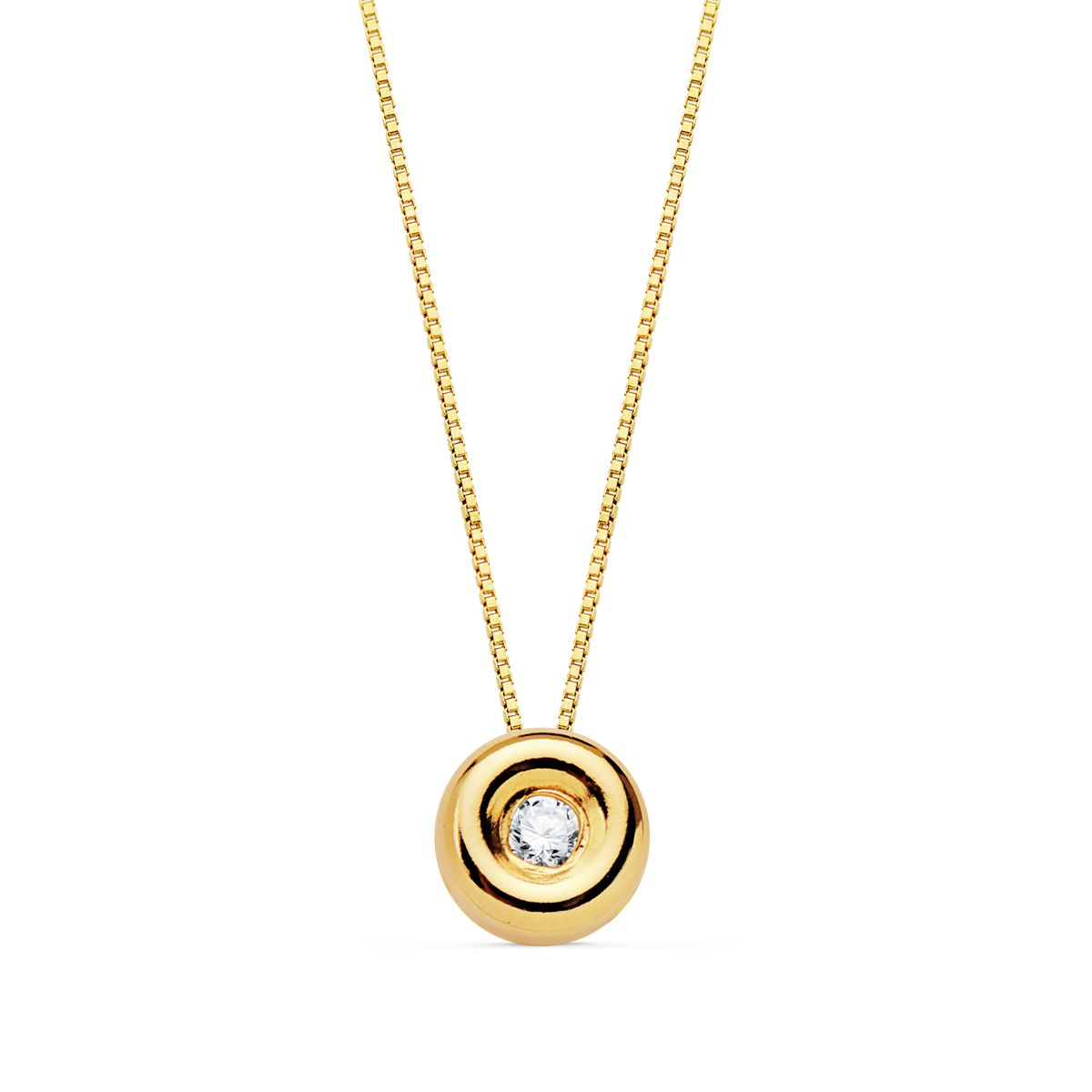 18K GARGANTILLA ORO AMARILLO CHATON 5,5 MM DIAMANTE LABORATORIO 1,70MM 0,020 QTS. G-VS2. CADENA 42CM