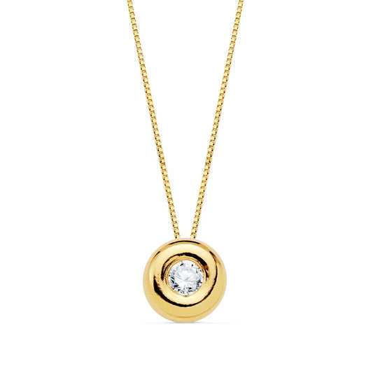 18K COLLAR ORO AMARILLO 42CM CHATON 6,5 MM DIAMANTE LABORATORIO 2,90MM 0,100 QTS. VS2-G