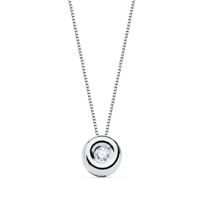 18K GARGANTILLA ORO BLANCO CHATON 5,5 MM DIAMANTE LABORATORIO 1,70MM 0,020 QTS. G-VS2. CADENA 42CM