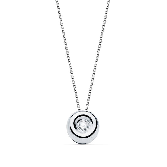 18K GARGANTILLA ORO BLANCO CHATON 5,5 MM DIAMANTE LABORATORIO 1,70MM 0,020 QTS. G-VS2. CADENA 42CM
