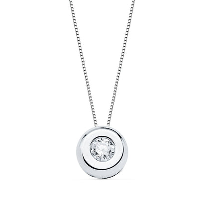18K GARGANTILLA ORO BLANCO CHATON 6,5 MM DIAMANTE LABORATORIO 2,90MM 0,100 QTS. G-VS2. CADENA 42CM