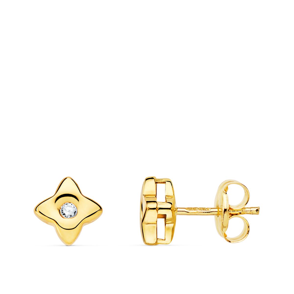18K PENDIENTES ORO AMARILLO ESTRELLA DIAMANTES LABORATORIO 0,040 QT VS2-G. MEDIDA: 5,5X5,5 MM. CIERRE PRESION