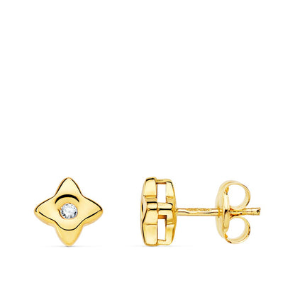 18K PENDIENTES ORO AMARILLO ESTRELLA DIAMANTES LABORATORIO 0,040 QT VS2-G. MEDIDA: 5,5X5,5 MM. CIERRE PRESION