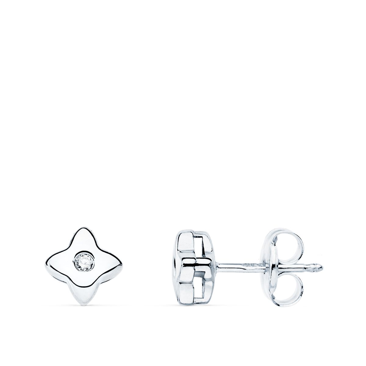18K PENDIENTES ORO BLANCO ESTRELLA DIAMANTES LABORATORIO 0,030 QT VS2-G. MEDIDA: 5X5 MM. CIERRE PRESION