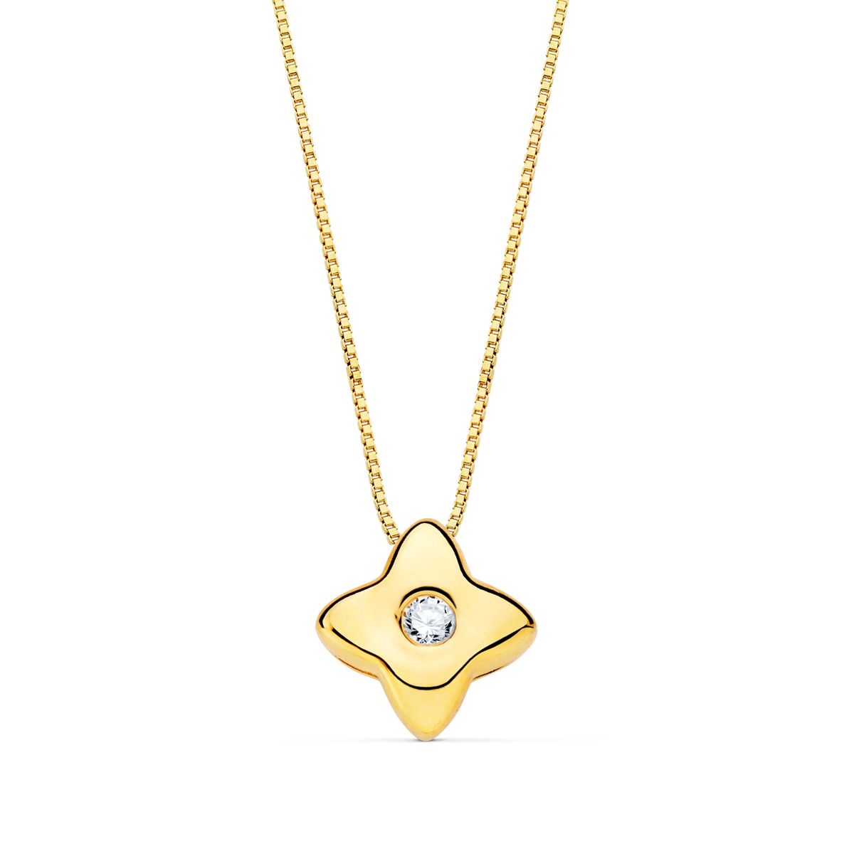 18K GARGANTILLA ORO AMARILLO ESTRELLA 5X5MM DIAMANTE LABORATORIO 0,015 QT. G-VS2. CADENA 42CM
