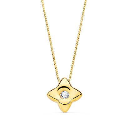 18K GARGANTILLA ORO AMARILLO ESTRELLA 5,5MM DIAMANTE LABORATORIO 0,020 QT. G-VS2. CADENA 42CM