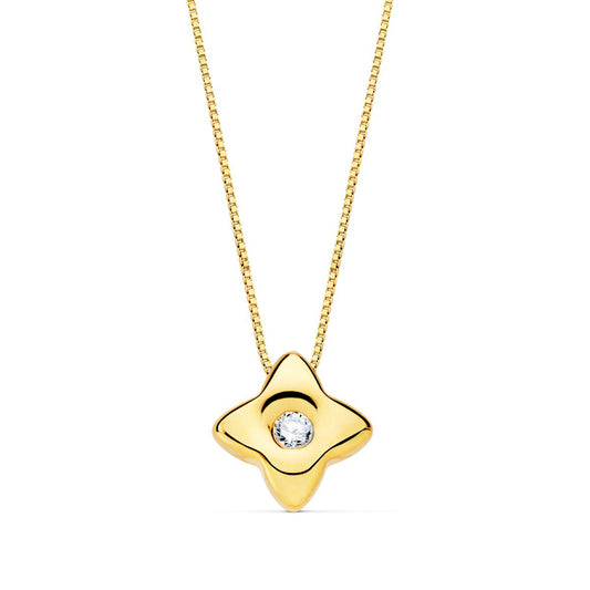 18K GARGANTILLA ORO AMARILLO ESTRELLA 5,5MM DIAMANTE LABORATORIO 0,020 QT. G-VS2. CADENA 42CM