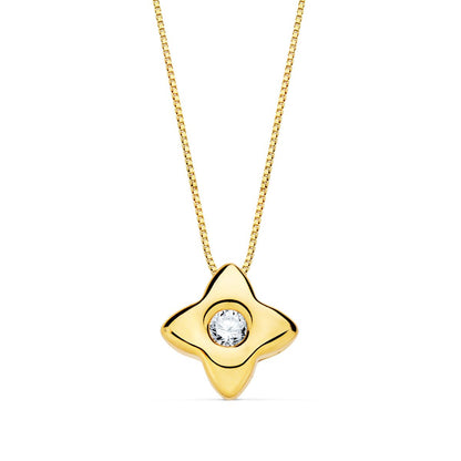 18K GARGANTILLA ORO AMARILLO ESTRELLA 6X6MM DIAMANTE LABORATORIO 0,050 QT. G-VS2. CADENA 42CM
