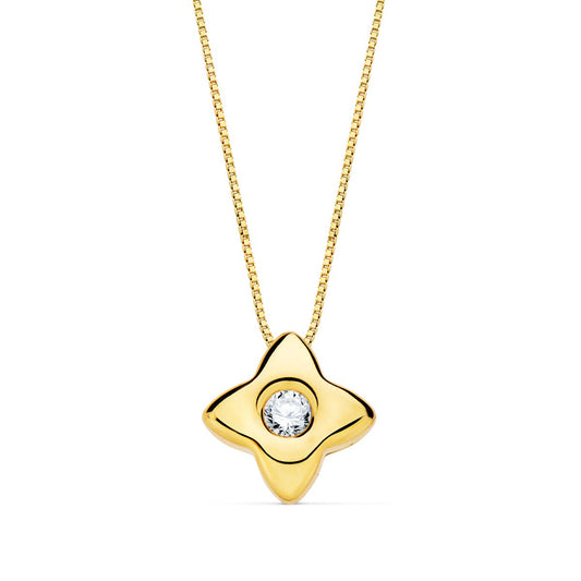18K GARGANTILLA ORO AMARILLO ESTRELLA 6X6MM DIAMANTE LABORATORIO 0,050 QT. G-VS2. CADENA 42CM