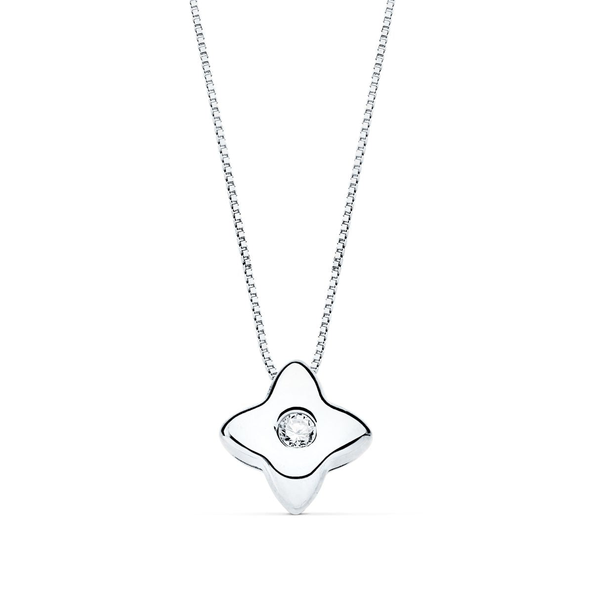 18K GARGANTILLA ORO BLANCO ESTRELLA 5X5MM DIAMANTE LABORATORIO 0,015 QT. G-VS2. CADENA 42CM