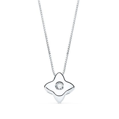 18K GARGANTILLA ORO BLANCO ESTRELLA 5X5MM DIAMANTE LABORATORIO 0,015 QT. G-VS2. CADENA 42CM