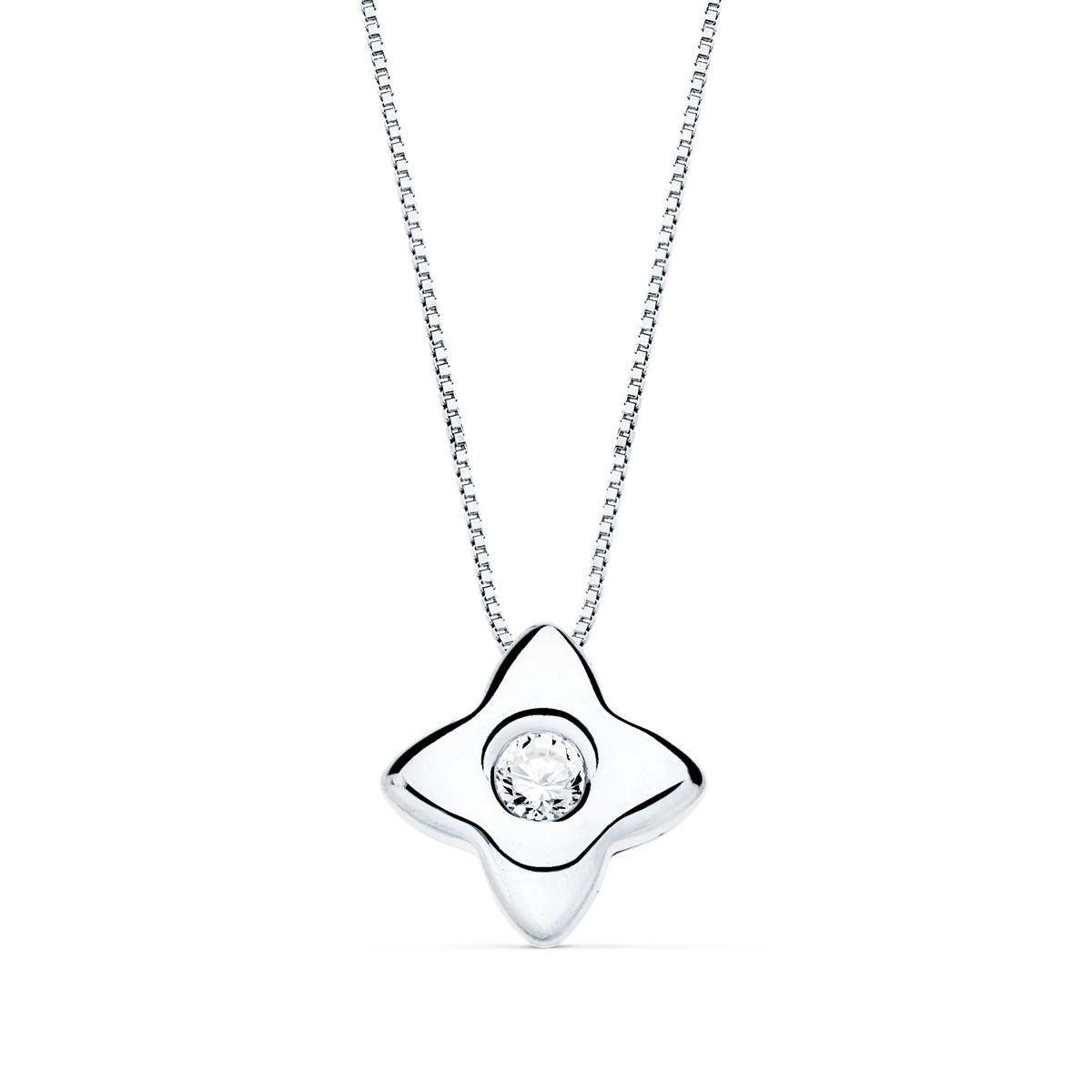 18K GARGANTILLA ORO BLANCO ESTRELLA 6MM CON DIAMANTE LABORATORIO 0,050 QTS. G-VS2. CADENA 42CM