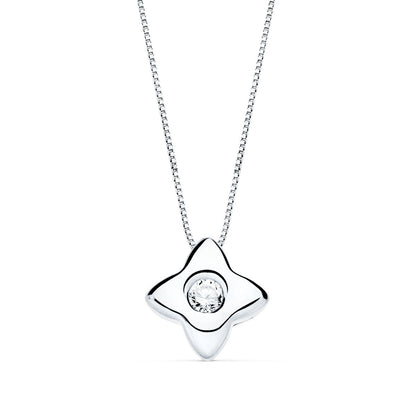 18K GARGANTILLA ORO BLANCO ESTRELLA 6MM CON DIAMANTE LABORATORIO 0,050 QTS. G-VS2. CADENA 42CM