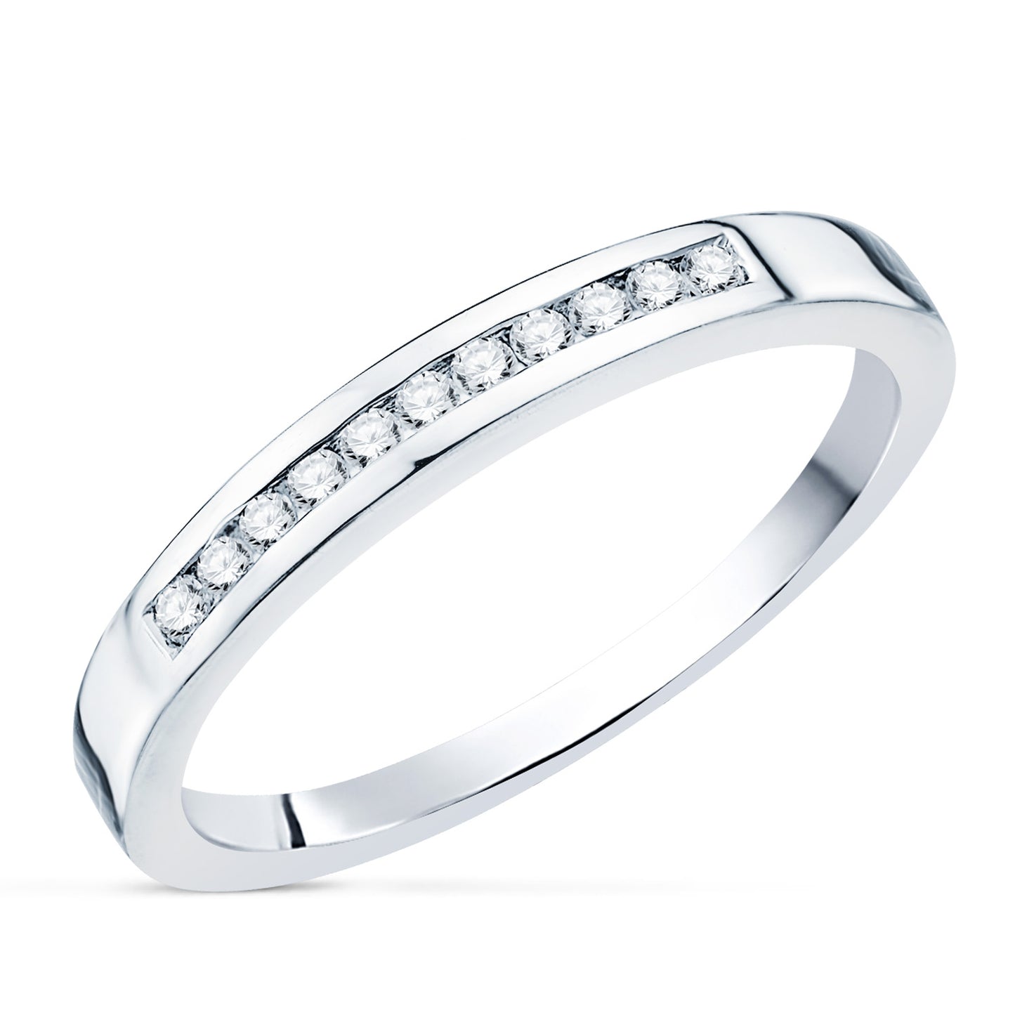 18K ALIANZA O ANILLO ORO BLANCO 11 DIAMANTES DE LABORATORIO 0,150 QTS. VS2-G