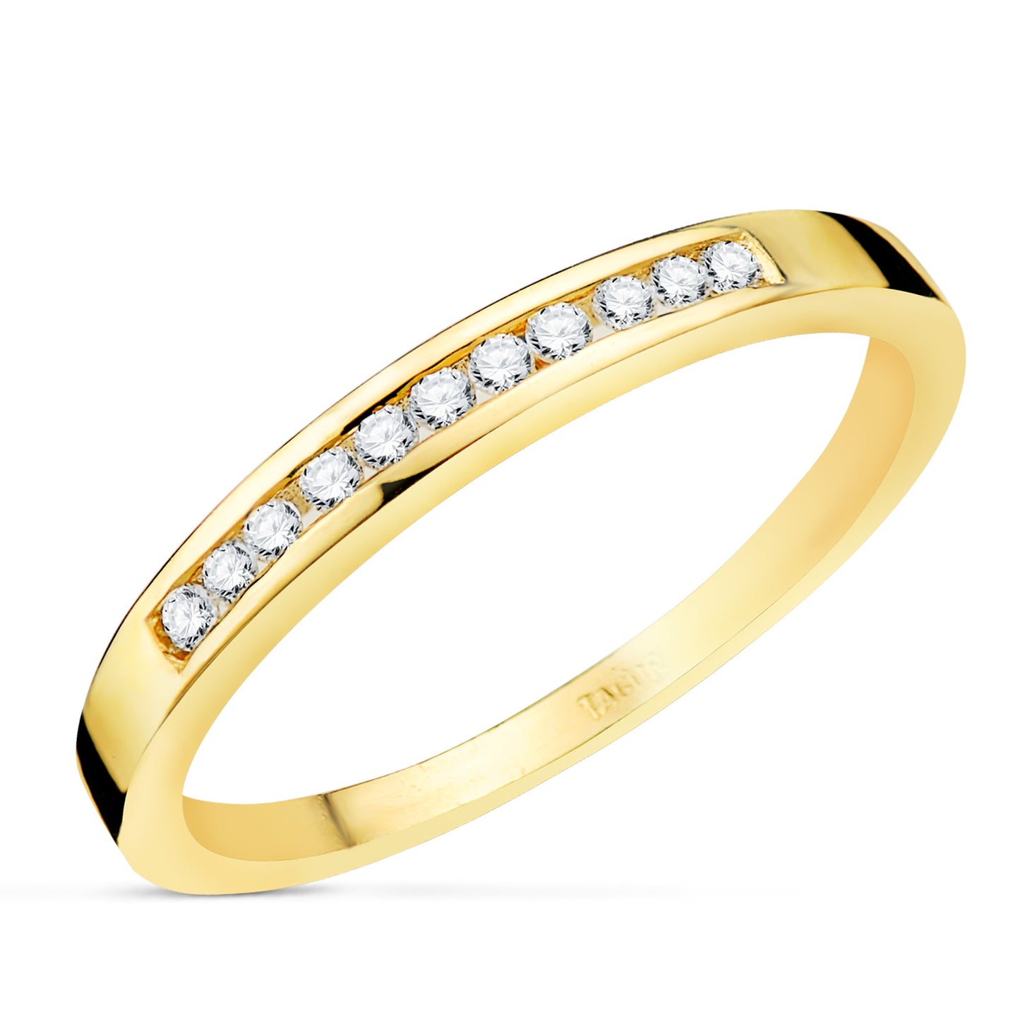18K ALIANZA O ANILLO ORO AMARILLO 11 DIAMANTES DE LABORATORIO 0,150 QTS. VS2-G