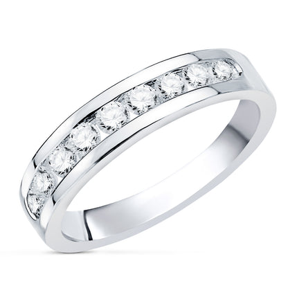 18K ALIANZA O ANILLO ORO BLANCO 9 DIAMANTES DE LABORATORIO 0,50 QTS. PUREZA VS2 COLOR G TALLA BRILLANTE