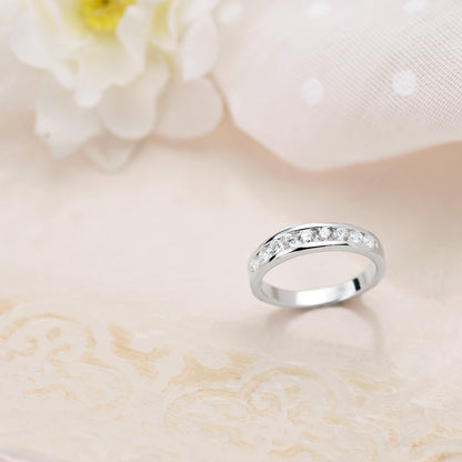 18K ALIANZA O ANILLO ORO BLANCO 9 DIAMANTES DE LABORATORIO 0,50 QTS. PUREZA VS2 COLOR G TALLA BRILLANTE