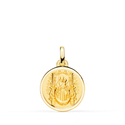 18K MEDALLA ORO AMARILLO VIRGEN DEL PINO TRONO BISEL 14 MM