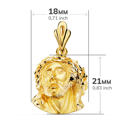 18K COLGANTE ORO AMARILLO CABEZA DE CRISTO DE MURILLO 21X18 MM