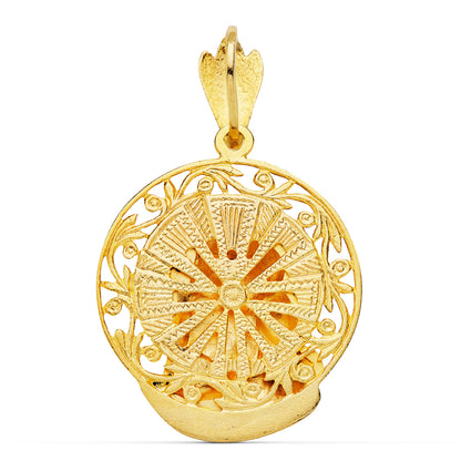 18K COLGANTE ORO AMARILLO CABEZA DE CRISTO AUREOLA 29X27 MM