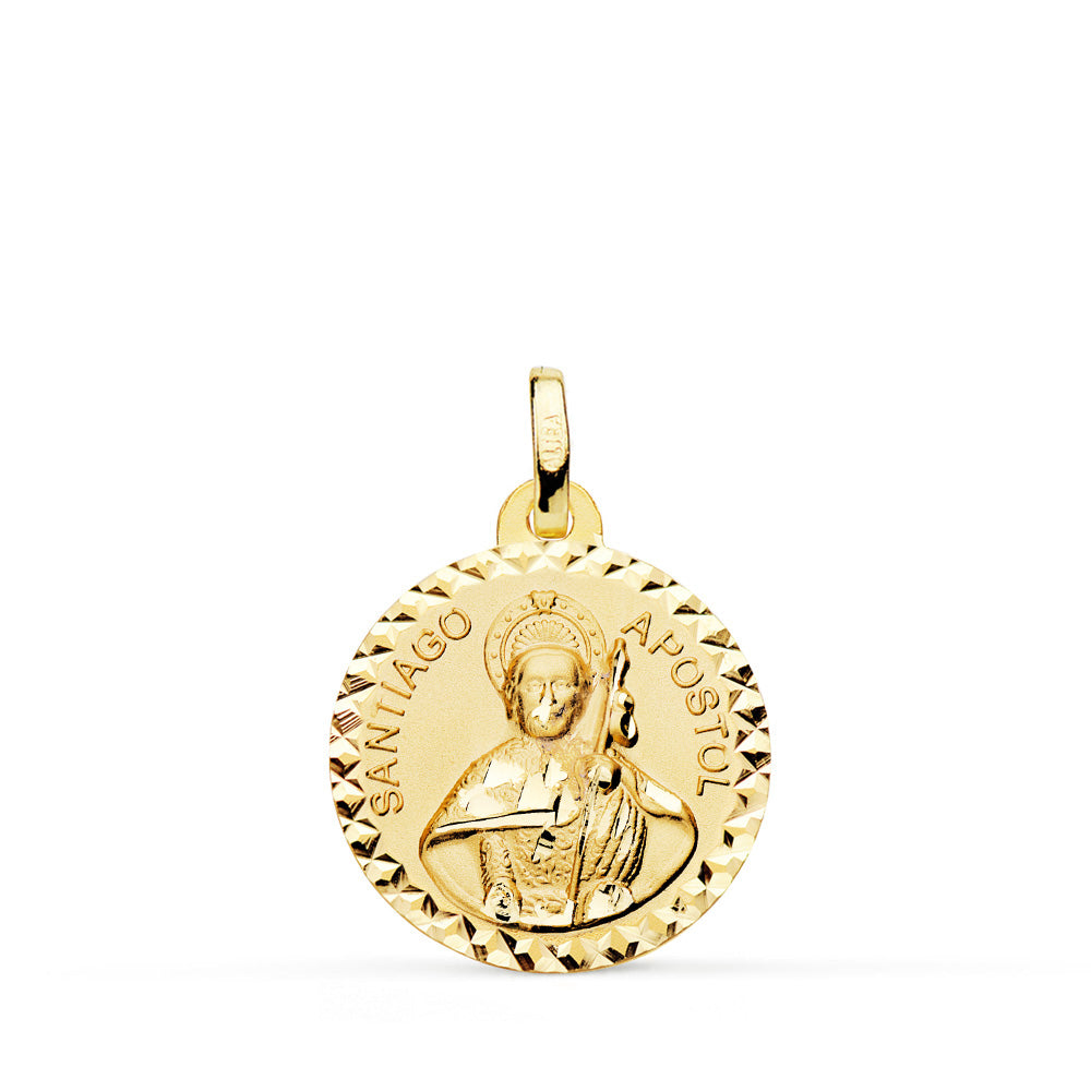 18K MEDALLA ORO AMARILLO SANTIAGO APOSTOL TALLA CRUZADA 18 MM