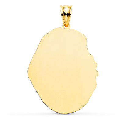 18K MEDALLA ORO AMARILLO ESPERANZA DE TRIANA SILUETA TALLADA 17X13 MM