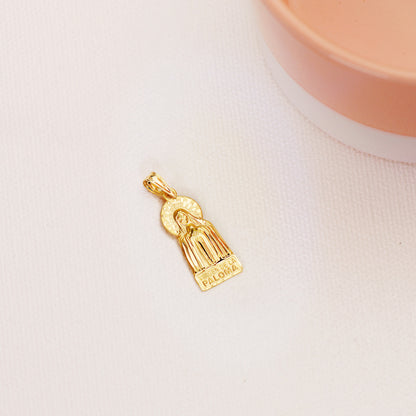 18K MEDALLA ORO AMARILLO VIRGEN DE LA PALOMA SILUETA TALLADA 20X9 MM