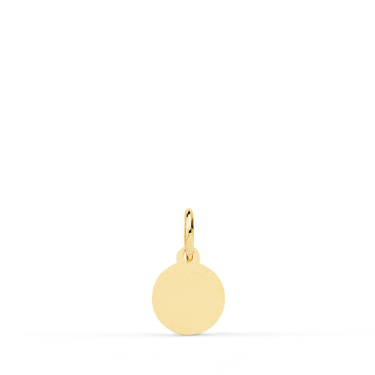 18K MEDALLA ORO AMARILLO MINI LENTEJA VIRGEN DEL MAR BORDES TALLADOS 8 MM
