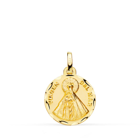 18K MEDALLA ORO AMARILLO VIRGEN DEL MAR TALLADA 16 MM