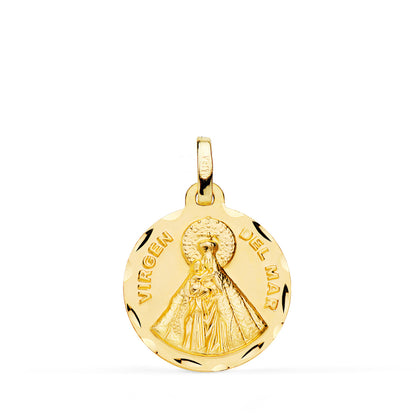 18K MEDALLA ORO AMARILLO VIRGEN DEL MAR TALLADA 18 MM