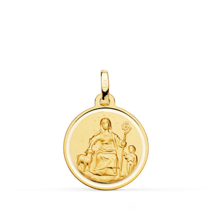 18K MEDALLA ORO AMARILLO DIVINA PASTORA 18 MM TALLA BISEL