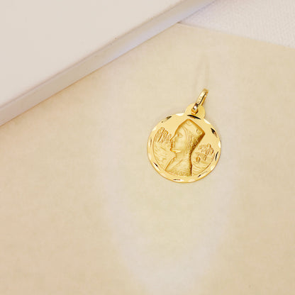 18K MEDALLA ORO AMARILLO VIRGEN DE MONTSERRAT TALLADA 20 MM
