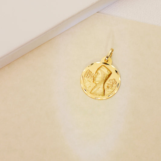 18K MEDALLA ORO AMARILLO VIRGEN DE MONTSERRAT TALLADA 20 MM