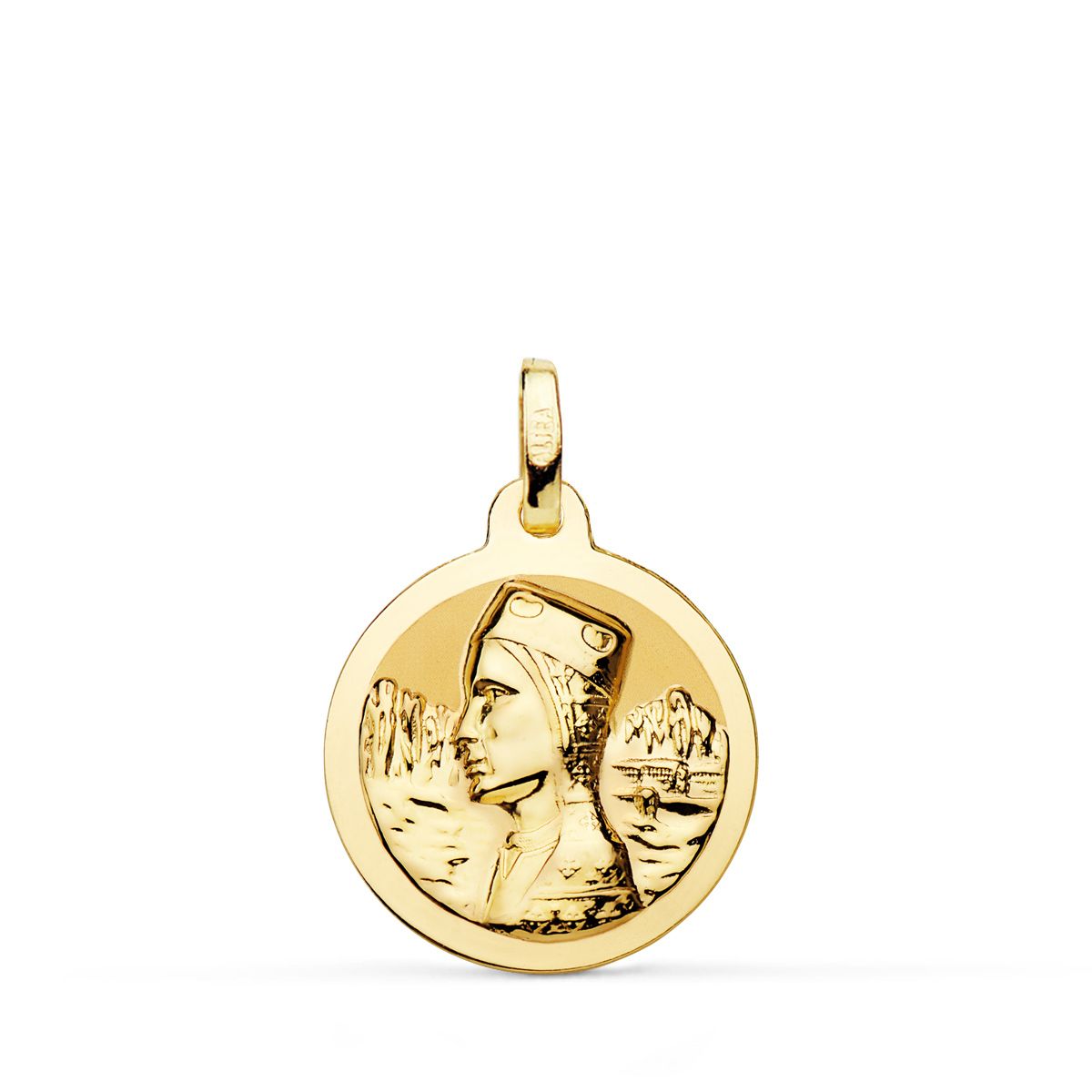 18K MEDALLA ORO AMARILLO VIRGEN DE MONTSERRAT BRILLO 18 MM