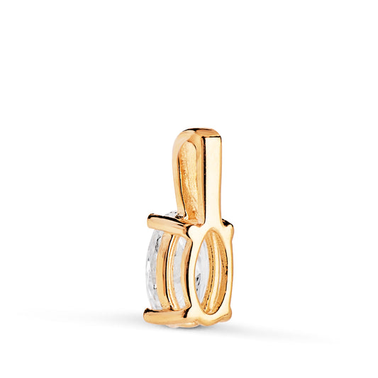 18K COLGANTE ORO AMARILLO DIAMANTE LABORATORIO TALLA OVAL 6 X 4MM 0,426 QTES. G-VS1. MEDIDA: 10X4 MM