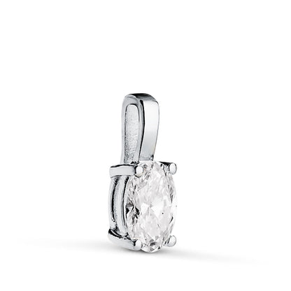18K COLGANTE ORO BLANCO DIAMANTE LABORATORIO TALLA OVAL 6 X 4MM 0,426 QTES. G-VS1. MEDIDA: 10X4 MM