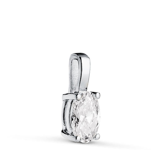 18K COLGANTE ORO BLANCO DIAMANTE LABORATORIO TALLA OVAL 6 X 4MM 0,426 QTES. G-VS1. MEDIDA: 10X4 MM