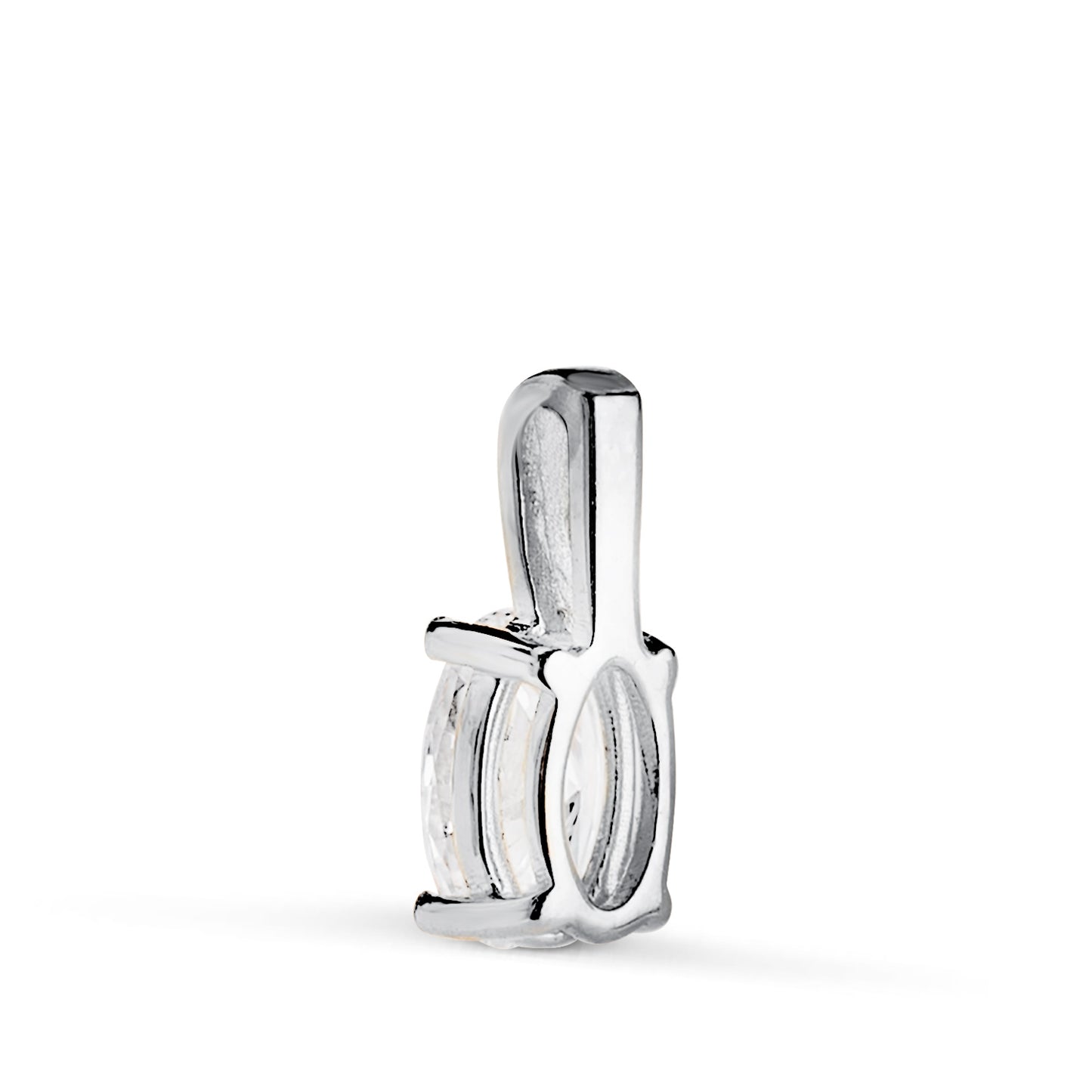 18K COLGANTE ORO BLANCO DIAMANTE LABORATORIO TALLA OVAL 6 X 4MM 0,426 QTES. G-VS1. MEDIDA: 10X4 MM