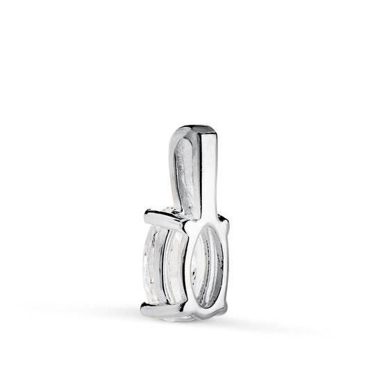 18K COLGANTE ORO BLANCO DIAMANTE LABORATORIO TALLA OVAL 6 X 4MM 0,426 QTES. G-VS1. MEDIDA: 10X4 MM