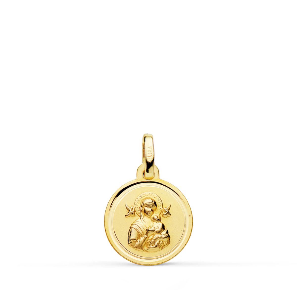 18K MEDALLA ORO AMARILLO VIRGEN DEL PERPETUO SOCORRO BISEL 12 MM