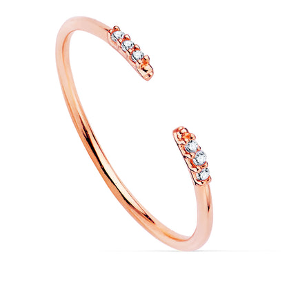 18K SORTIJA ABIERTA ORO ROSA DIAMANTES DE LABORATORIO 0,030QTS.G-VS2. CUERPO REDONDO 1 MM