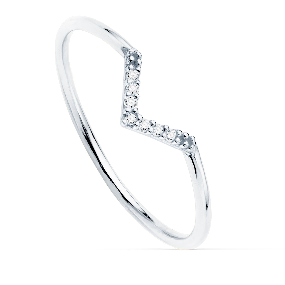 18K SORTIJA ORO BLANCO 7 DIAMANTES DE LABORATORIO 0.035 QTS. G-VS2. CUERPO REDONDO 1 MM