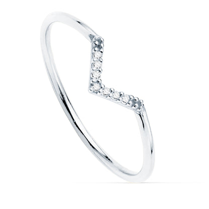 18K SORTIJA ORO BLANCO 7 DIAMANTES DE LABORATORIO 0.035 QTS. G-VS2. CUERPO REDONDO 1 MM