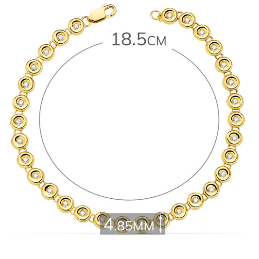 18K PULSERA RIVIERE ORO AMARILLO 31 DIAMANTES LABORATORIO 0,434 QTS. VS2-G. ANCHO: 4,85 MM. LARGO: 19 CM