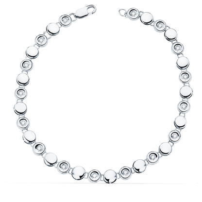 18K PULSERA RIVIERE ORO BLANCO 16 DIAMANTES LABORATORIO 0,240 QTS VS2-G. ANCHO: 4,85 MM. LARGO: 18,5 CM