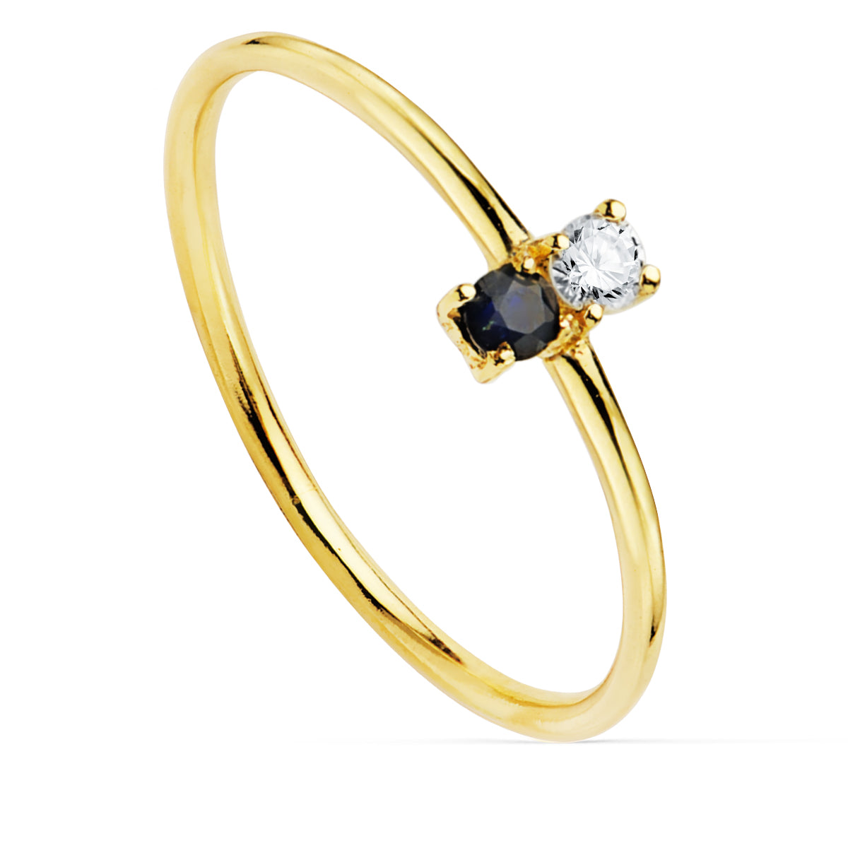 18K SORTIJA ORO AMARILLO DIAMANTE DE LABORATORIO 0,043 QTS. G-VS2. 1 ZAFIRO 2,30 MMCUERPO 1 MM